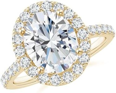 Angara Lab Grown Diamond Ring for Women | 1.15 ct Oval Shape Lab Diamond Halo Ring in Yellow Gold | April Birthday, Anniversary, Gemstone Jewelry Gift | FGVS | 8x6mm | Ring Size- 6.5