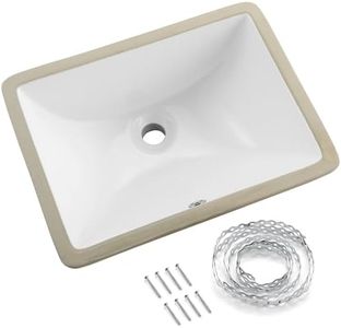 KES Undermount Bathroom Sink, Undermount Sink Rectangular with Concealed Overflow 18.3" x 13.58" Vessel Sink with Template DIY install Rectrangle White Ceramic, BUS101