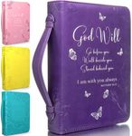 Bible Covers for Women and Girls - Leather Bible Case Bag Large and Medium Size Fits Books Up to 10.1 x 7 x 1.9 Inches - Gift for Women Bright Goods by DEHITE - Purple Faux PU Leather Bible Accessory