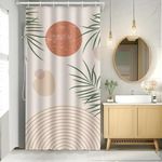 Hohoto Boho Shower Curtain, Colorful Waterproof Fabric Cloth Shower Curtain Set, Spring Nature Leaf Sun Arch Modern Bathroom Curtains Decor with 12 Hooks, 36" x 72"