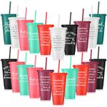 Zhehao 20 Pcs Thank You Cup Tumblers Employee Appreciation Gifts Bulk, 24 oz Plastic Coffee Cups with Straws and Lids, Team Gifts for Staff Coworker Friends(Bright Colors)