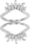 Uloveido Women's 925 Silver Marquise CZ Crown Wedding Band Guard Engagement Ring Enhancer 2pcs Stack Rings Set (Size 9)