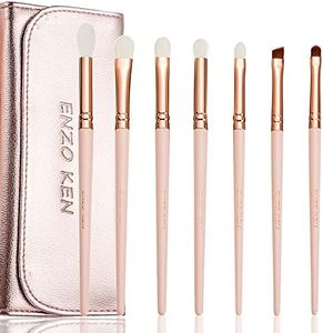 ENZO KEN Natural Goat Hair Eye Shadow Brush Set Professional, Blending Eyeshadow Brush Set with Case, Small Nose Contour Brushes, Natural Hair Eyeshadow Brushes, Eye Brush, Eyeshadow Blending Brush.