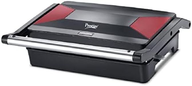 Prestige PEG 6.0 1000W Electric Griller|Durable aluminium non-stick plates|Heat resistant exterior|No flip grilling|low-fat grilling|Red & Black|1 year warranty