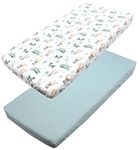 TupTam baby fitted sheet children fitted sheet for baby bed cot pack of 2, Foxes on the Plane/Green, 70 x 140 cm