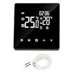 Programmable Digital Thermostat LCD Display Home Thermostat for Electric Floor Heating Home Hotel Office AC90‑240V (Black)