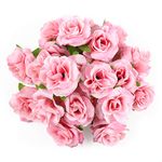 Kesote 50Pcs Artificial Pink Rose Flower Heads Realistic Artificial Flower Heads for Wedding Party Album Decoration & Garden Decoration DIY Craft Project - 1.57 inch in Diameter