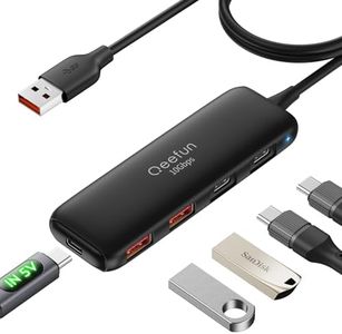 Qeefun 10Gbps USB Hub 3.2 Hub with 2 USB A and 2 USB C Ports,USB 3.2 Gen 2 Splitter,4ft Extented Data Cable USB A HUB for Mini Pc,MacBook Air,Dell XPS,Thinkpad,MacBook Pro,HP……