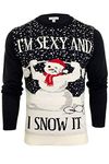 Xact Men's Novely Funny Christmas Jumper, Sexy & I Snow It Slogan, Crew Neck (Navy) XL