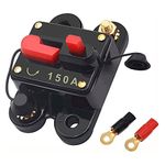 FROGBRO 150A Car Circuit Breaker with Manual Reset 12V-24V DC Waterproof Car Audio Inline Circuit Breaker Fuse Holder Inverter for Motor Car Marine Boat Solar power with 2x4awg ring terminals attached