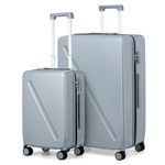 MILADA Luggage Sets Hard Shell Suitcases 20 Inch Carry On Luggage 28 Inch Large Luggage with Wheels Travel Suitcase TSA Lock for Business,Grey