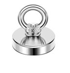 ALEAF 1 Piece of 48mm Super Strong Neodymium Fishing Magnets, 45-60 Kgs Vertical Pulling Force Rare Earth Magnet with Hole Eyebolt Diameter for Retrieving in River and Magnetic Fishing