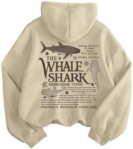 Floerns Women's Letter Graphic Print Long Sleeve Drawstring Hoodie Sweatshirt Light Khaki Large