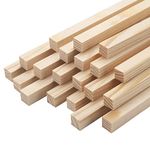 Square Wooden Dowel Rods, 20PCS 1.2×1.2×30cm Square Wood Dowels Wooden Sticks for Crafting, Unfinished Hardwood Sticks Wood Strips for Woodworking, Crafting, Arts and DIYers, Home Decor, Model Making