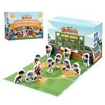 Toddy Woody Baseball Playset Toy,Baseball Basics Educational Tools,Includes Wooden Player Figures,Cardboard Ballpark Stadium,Sports Board Game,Mini Table Pocket Baseball for Toddler Toy,Baseball Intro