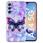 Fashionury Thermoplastic Polyurethane Printed Back Cover Case Compatible for Samsung Galaxy A34 5G Back Cover for Samsung Galaxy A34 5G D2089,Multi Coloured