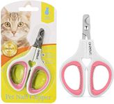 OneCut Pet Nail Clippers, Update Version Cat & Kitten Claw Nail Clippers for Trimming, Professional Pet Nail Clippers Best for a Cat, Puppy, Kitten & Small Dog (Pink)