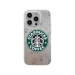 COPPAIRE Back Cover Compatible with iPhone 13/14 Cover - Unique Shockproof TPU Cover - Starbuck Printed Design, Slim Back Cover - Ultra Protective - Silver