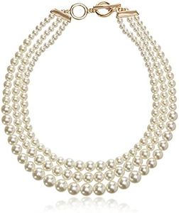 Anne Klein Women's Gold-Tone Blanc Pearl Collar Necklace, 0, Metal