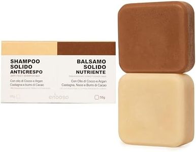 Shampooing et Après-shampoing solide pour cheveux Bouclés et Frisottis, shampoing sans sulfates silicones, Anti-frisottis et Nourrissant avec Huile d'Argan et Châtaigne| 100% Naturel Vegan