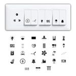 Transparent Black and White Switch ID Sticker Vinyl Labels 3-A4 Sheets for Electric Board Appliances Including 27 Designs in Total 495 Stickers