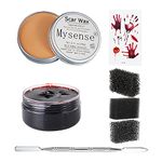 Mysense 3.5Oz(100g) Scar Wax Kit SFX Make Up Special Effects Fake Molding Wound Skin Wax Body Paint Halloween Set Fake Nose Stage Zombie Makeup with Spatula Fake Blood Gel Tatooes Stipple Sponges