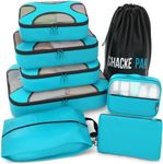 Shacke 8 Set Packing Cubes for Travel Lightweight Luggage Organizer (Aqua Teal)