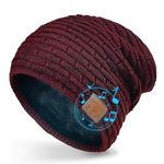 COTOP Bluetooth Music Beanie Hat for Men Women Winter Warm Beanie Hat for Running Hiking Dog Walking Present for Men Women Dad Teenage Girl Boy Red