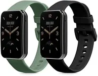 kwmobile Straps Compatible with Xiaomi Mi Band 7 Pro Straps - 2x Replacement Silicone Watch Bands - Black/Pastel Green