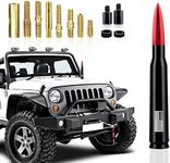 Dewkou Pack-1 Car Truck Bullet Antenna, Highly Durable Premium Bullet Antenna, Universal Vehicle Short Antenna Replacement with American Flag Design, Bullet Antenna for Chevy & GMC Trucks (Red)