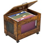 Sbanmao Rolling File Cabinet Cart, Hanging File Organizer Box with Lid for Home Office, Small Filing Cabinet on Wheels Under Desk, Mobile Decorative Document Storage Basket for Letter & Legal Size