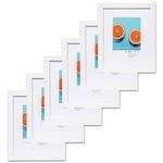 The Display Guys - Square Profile Wooden Picture Frame with Tempered Glass - 8" x 10" matted to 5" x 7" – 6 Pack – White