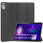 Case for Lenovo Tab P11 2nd Gen 11.5 inch,XLTTONG Auto Wake/Sleep Ultra Slim Protective three Folding Hard Back Shell Stand Cover for Lenovo Tab P11 Gen 2 TB-350FU/TB-350XC (Black)