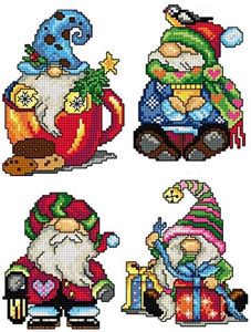Crafting Spark Counted Cross-Stitch Kit on Plastic Canvas with Christmas Gnomes. Fabulous Scene 3.74x4.72 inches 138CS. Perfect for Art & Needlework Amateurs
