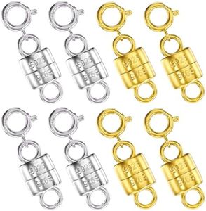 925 Sterling Silver Magnetic Necklace Clasps and Closures,Mini Magnetic Clasp Converter, S925 Silver and Gold Jewelry Necklace Extender for Women