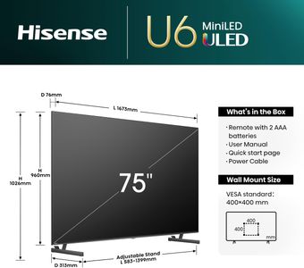 Hisense 75" 4K Mini-LED Smart TV – Ultra HD HDR Display