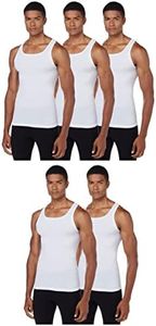 Hanes Ultimate Men's 5-Pack ComfortBlend Tank with FreshIQ, White, Medium