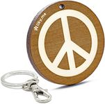 LIKY® Peace Symbol – Wooden Keychain Engraved for Women and Men Supporters of Woodstock and Peace & Love Pendant Lucky Charm jewelery for Bags and Backpacks Gift for Birthday