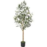 HAUSPROFI 4FT Artificial Olive Tree, 120cm Tall Faux Olive Plants, Artificial Fake Plants with Lifelike Leaves, Natural Wood Trunk, Fruits, Suitable for Home Living Room Corner Office Decor(120CM)