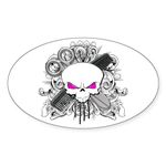 CafePress Hairdresser Pirate Skull Oval Bumper Sticker, Euro Oval Car Decal