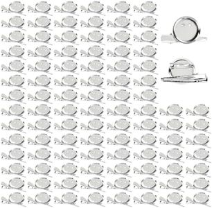 Lawie 100 Pack 25mm Silver Metal Brooch Backs Pad with Alligator Clips Round Tray Disc Brooch Pin Glue Pad for DIY Jewelry Making Corsage Crafts Hair Clips (Silver Metal Brooch Pin Backs S3)