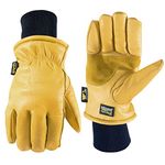 Wells Lamont Men's HydraHyde Leather Winter Work Gloves | Water-Resistant | Insulated | Large (1202L)