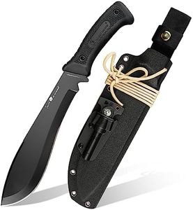 HX Outdoors Full Tang Machete Kukri with Multipurpose Sheath, Premium D2 Steel Bushcraft Knife with Non Slip Rubber Handle for Outdoor, Clearing Brush, Gardening (Black)