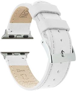 BARTON WATCH BANDS - White Leather & Stitching Top Grain Leather Watch Bands Compatible with Apple Watch Models - 1, 2, 3, 4, 5, 6, 7, 8, 9, 10, SE, Ultra & Ultra 2 - (42mm/44mm/45mm/49mm)