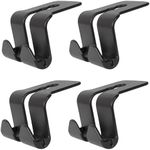 Universal 2 in 1 Car Seat Headrest Hooks, 2023 Upgraded Auto Interior Storage Organizer for Purse Bag Coat Grocery, Umbrellas,Phone Holder 4 Pack (Upgraded Black)