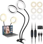 Dual Ring Light for Laptop, Computer, UPXDUMI 6 inch Desk Circle Light with Flexible Arm for Video Conferencing, Zoom Meetings, Streaming, Webcam Lighting, Video Recording, Photography, Makeup