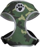 iGadgitz Home U7044 - Sweat-Proof Dog Harness, Puppy Harness, Walking Dog Vest with Reflective High Visibility Piping & Secure Lockable Buckle - Camo - Medium