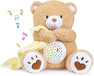 BEREST Baby Sleep Soother Happy Bear, Mom's Heartbeat Bear Lullabies & Shusher White Noise Machine, Nursery Decor Night Light Projector, Toddler Crib Sleeping Aid, Baby Shower Gifts Portable Teddy