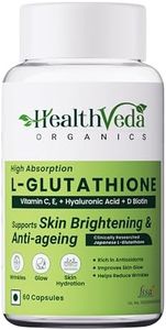 Health Veda Organics L-Glutathione 1000 mg, 60 Veg Capsules for Men & Women | Skin Brightening, Glow & Antioxidant Support | with Grape Seed, Vitamin C/E & Biotin