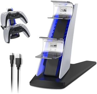 LEPEYMDA PS5 Charging Station with Blue LED Light – Fast Charging Dock for PS5 Controllers, Dual Charging Ports with Charger Cable, Compact & Sleek Design Charging Stand for Controllers